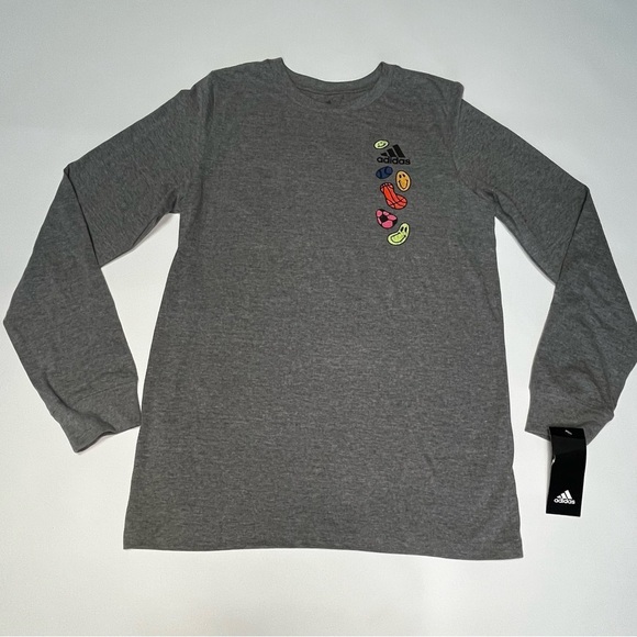 NWT Adidas Kids L (14/16) Heather Gray Crewneck Tee - Picture 1 of 10
